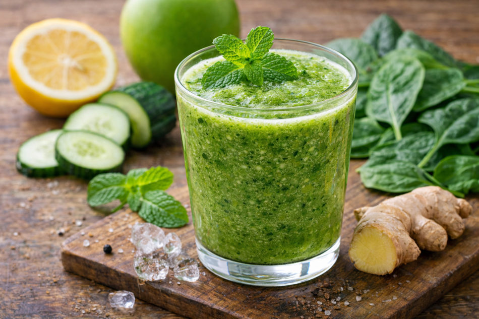 Bebida saludable verde revitalizante
